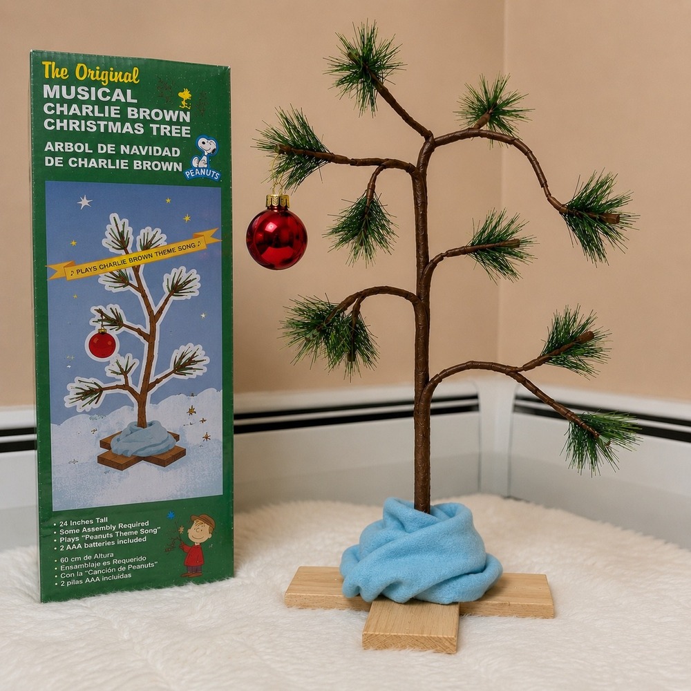 Peanuts Original Musical Charlie Brown Christmas Tree 24" Linus Blanket Snoopy